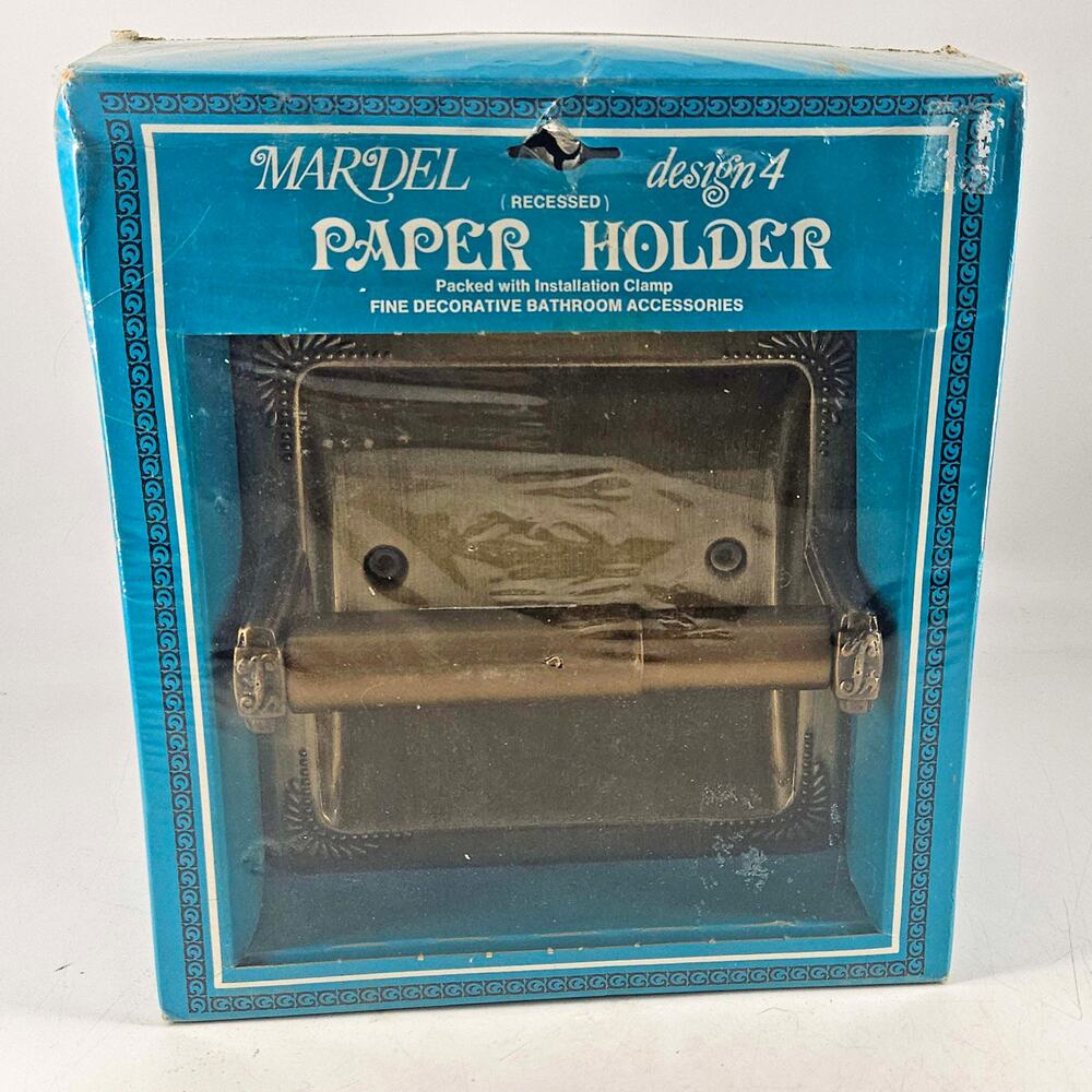 Vintage Mardel Design antique brass RECESSED TOILET PAPER ROLL HOLDER